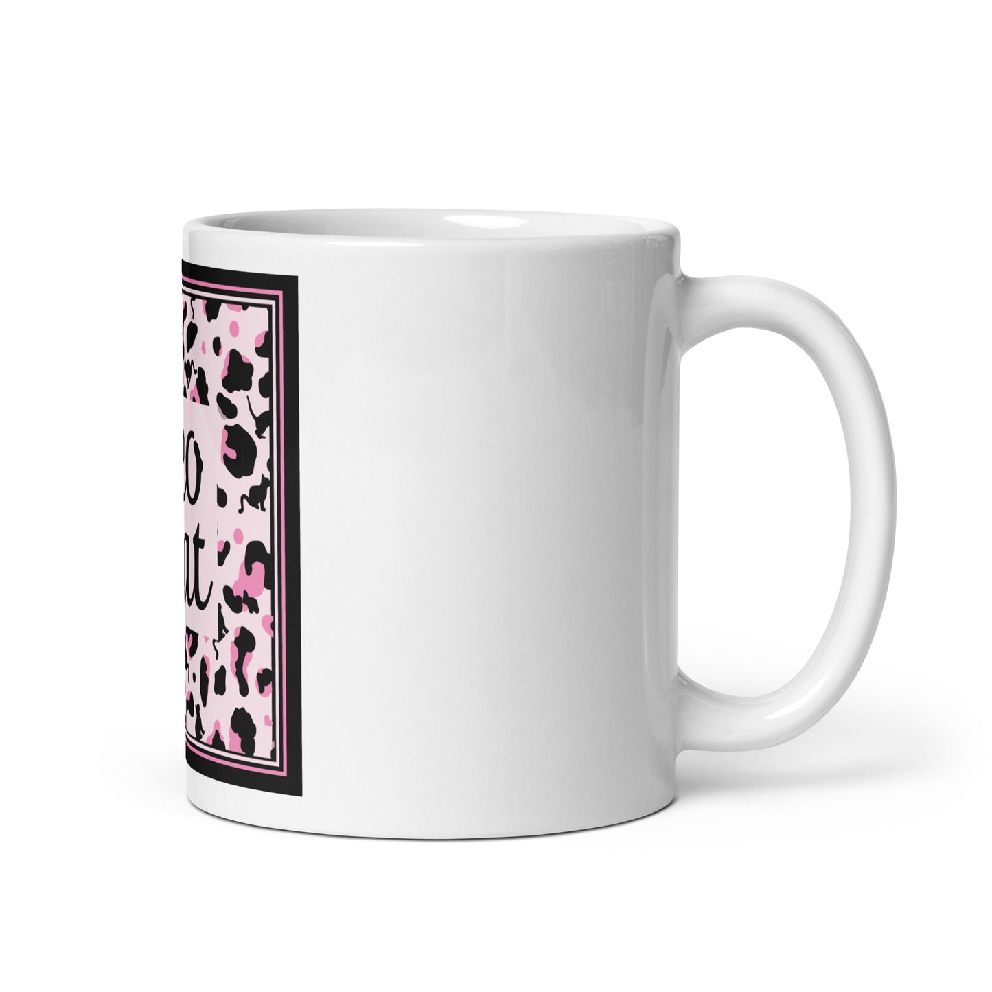 White glossy mug leopard design "Leo Cat"