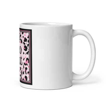 White glossy mug leopard design "Leo Cat"