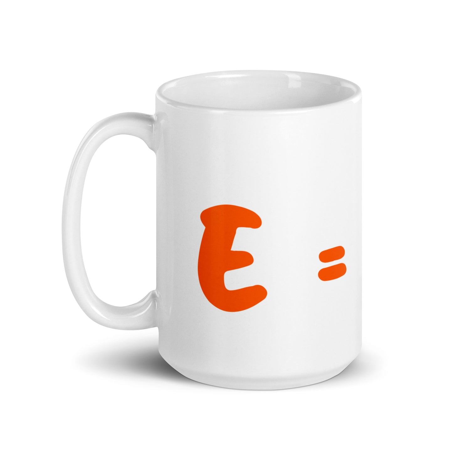 Weiße, glänzende Tasse "E=mc²"