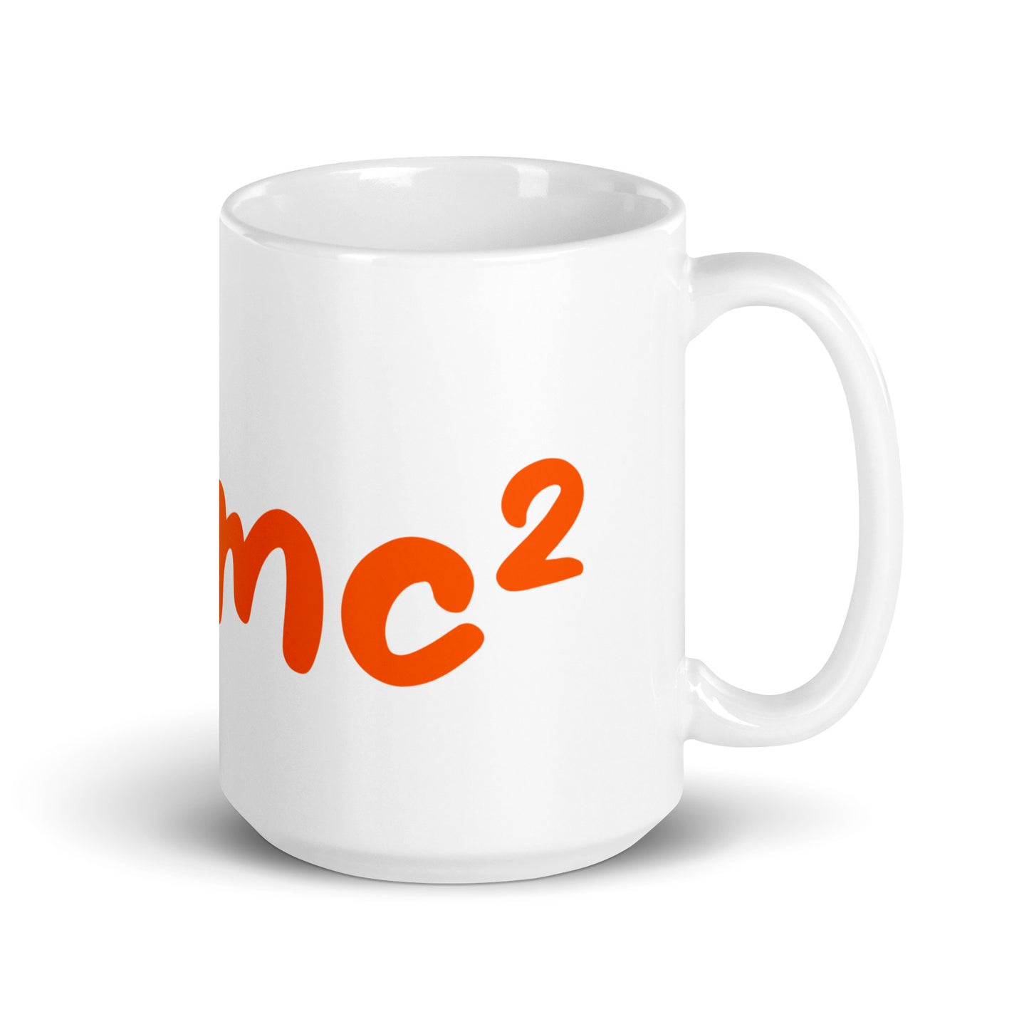 Weiße, glänzende Tasse "E=mc²"