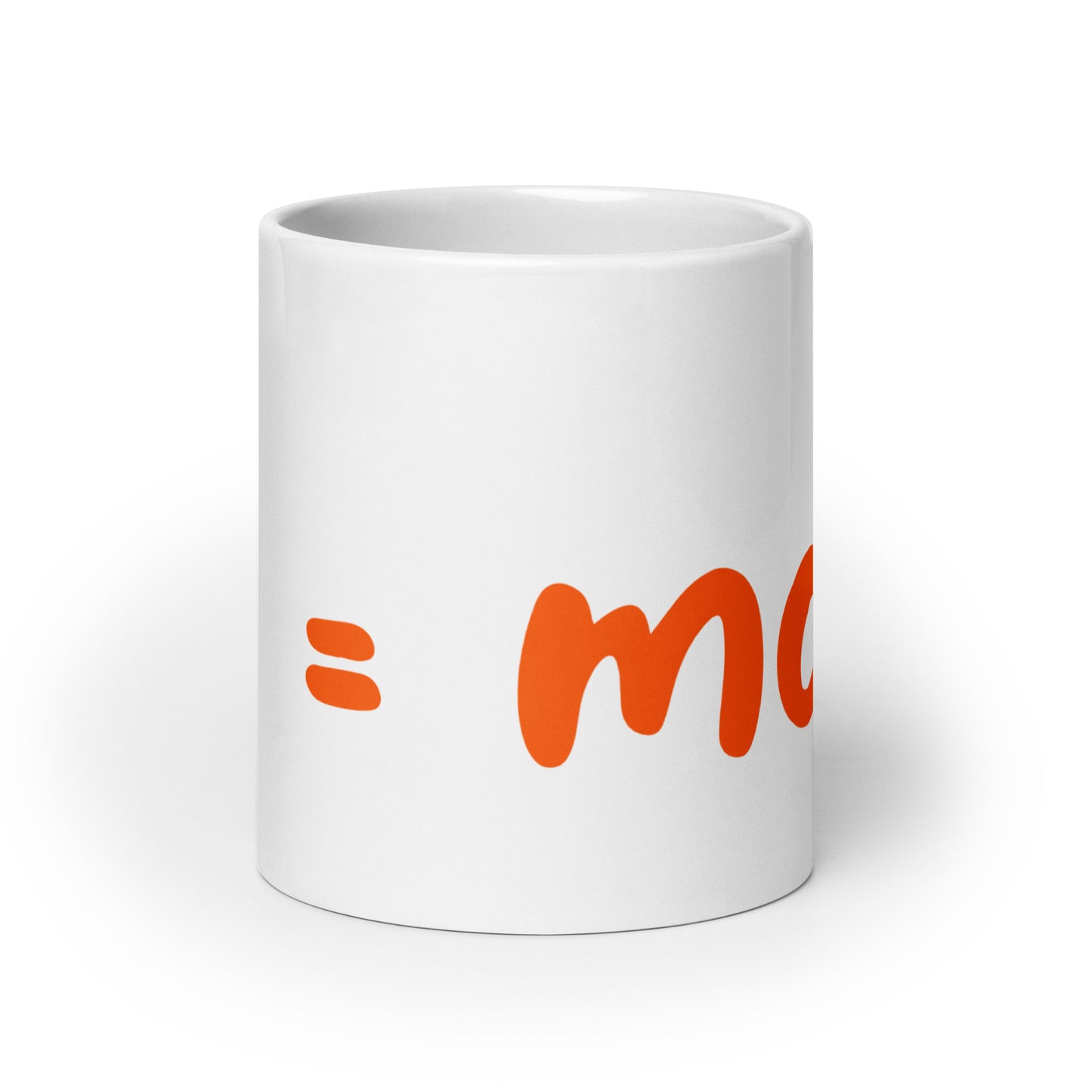 Weiße, glänzende Tasse "E=mc²"