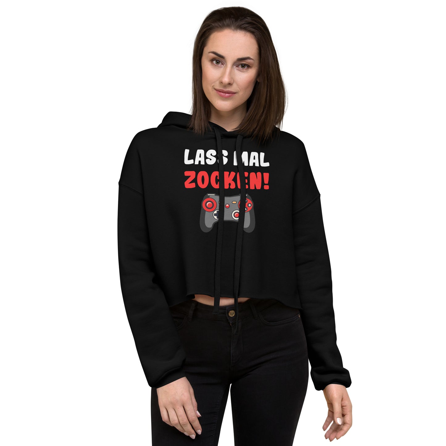 Crop-Hoodie "Lass mal zocken!"