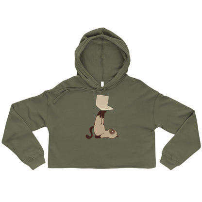 Crop-Hoodie Katze mit Laptop