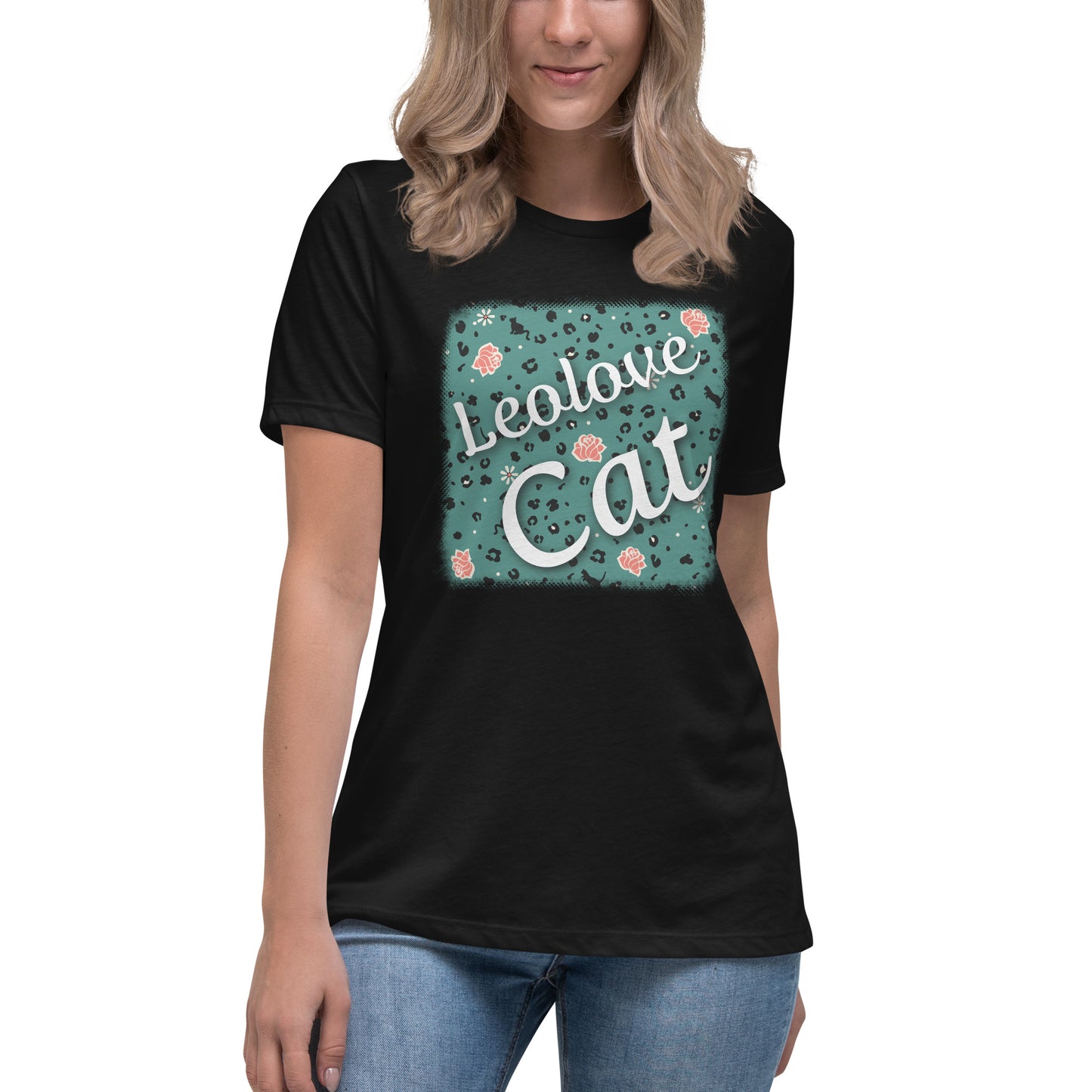 Lockeres Damen-T-Shirt Leopard Design "Leo Love Cat"