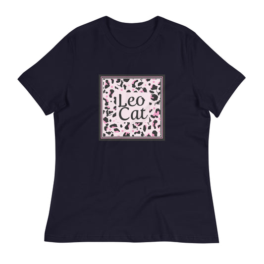 Lockeres Damen-T-Shirt Leopard Design "Leo Cat"