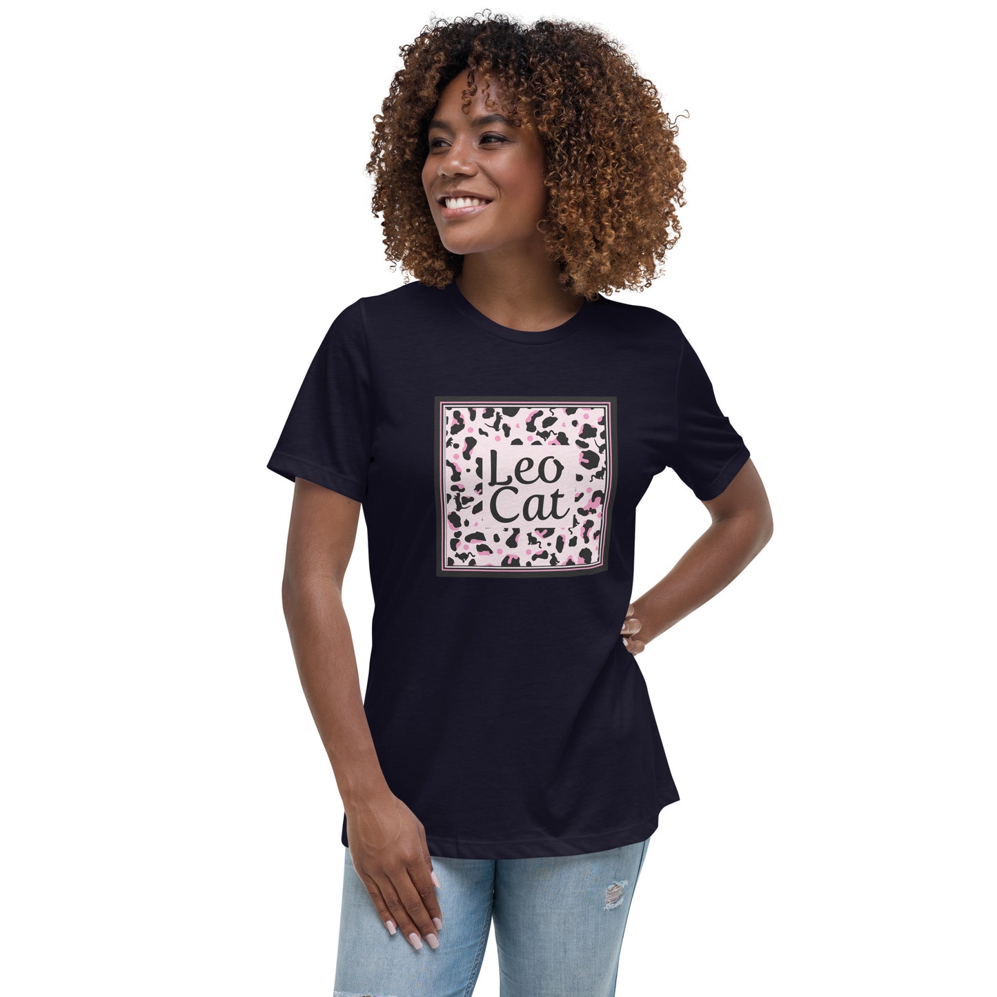 Lockeres Damen-T-Shirt Leopard Design "Leo Cat"