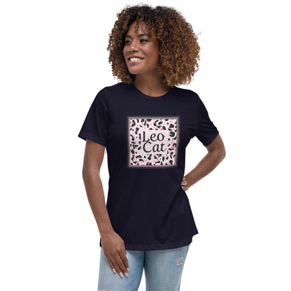 Lockeres Damen-T-Shirt Leopard Design "Leo Cat"