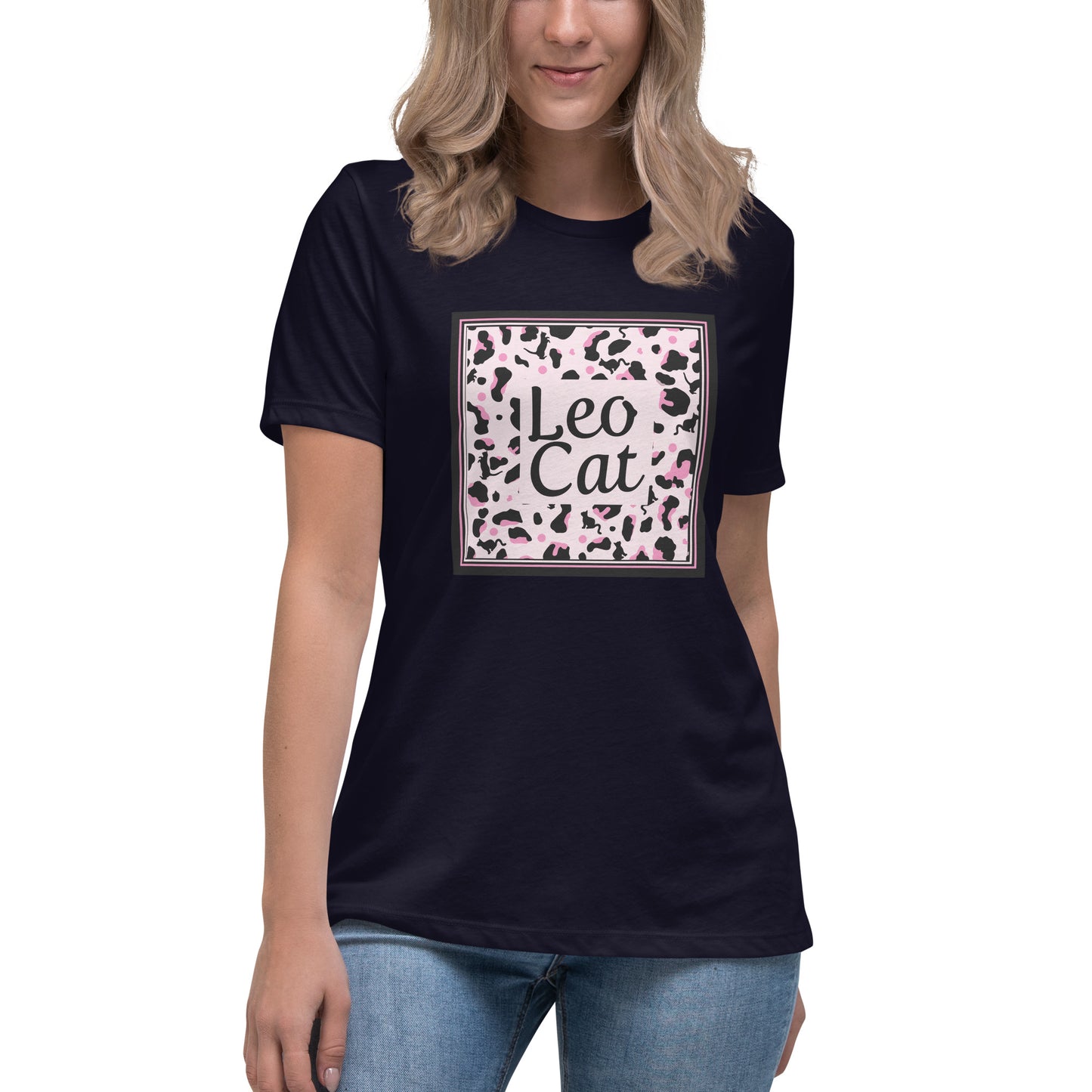 Lockeres Damen-T-Shirt Leopard Design "Leo Cat"