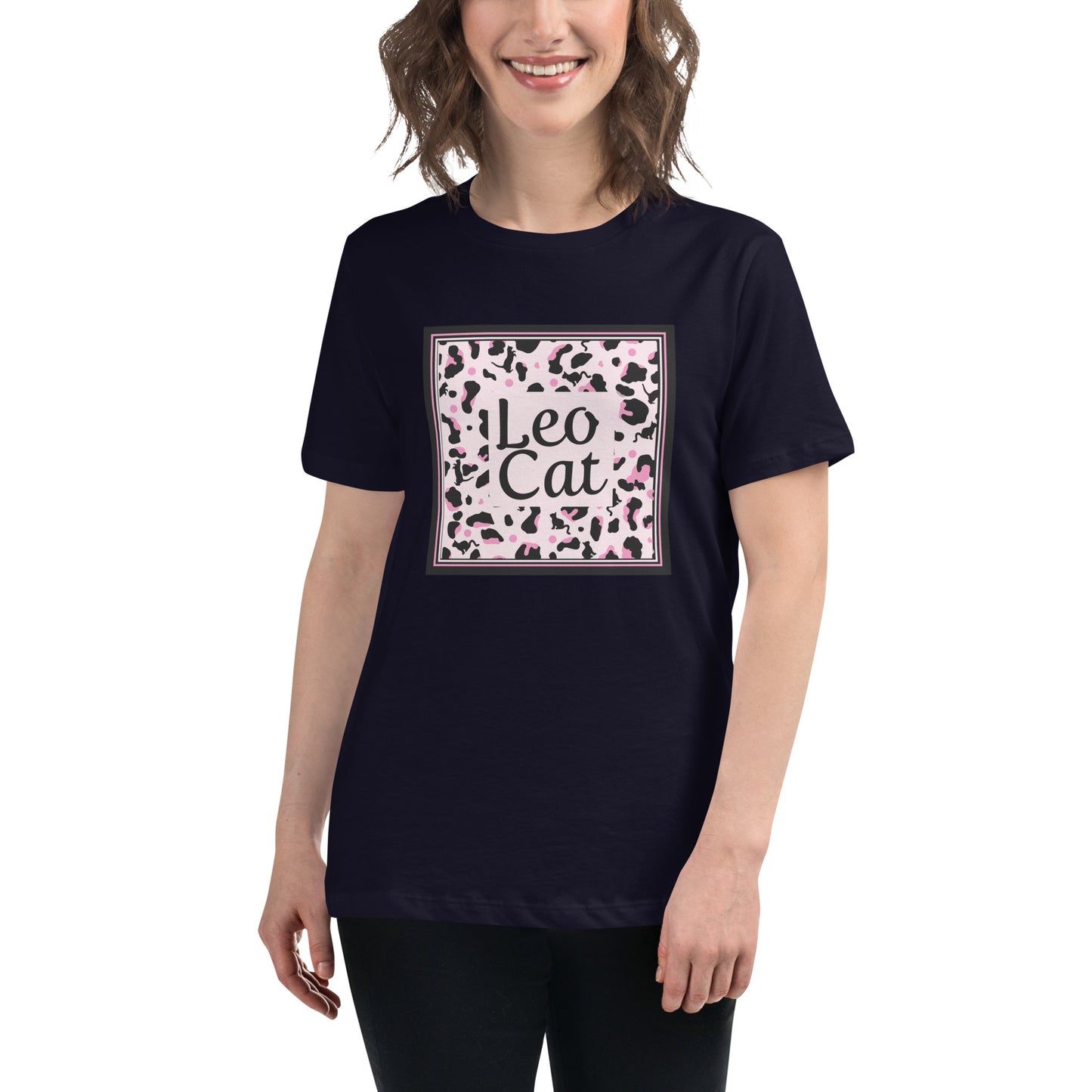 Lockeres Damen-T-Shirt Leopard Design "Leo Cat"