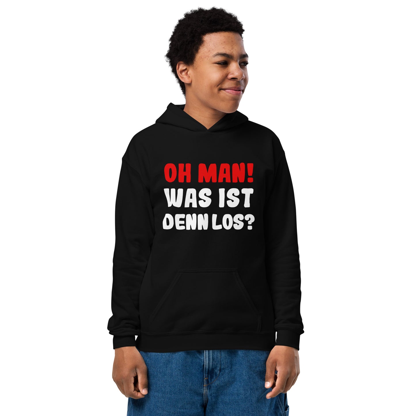 Heavy-Blend Hoodie für Jugendliche "Oh man! Was ist denn Los?"