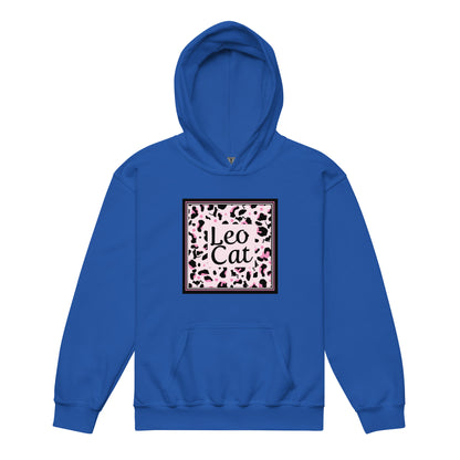 Heavy-Blend Hoodie für Mädchen Leopard Design "Leo Cat"