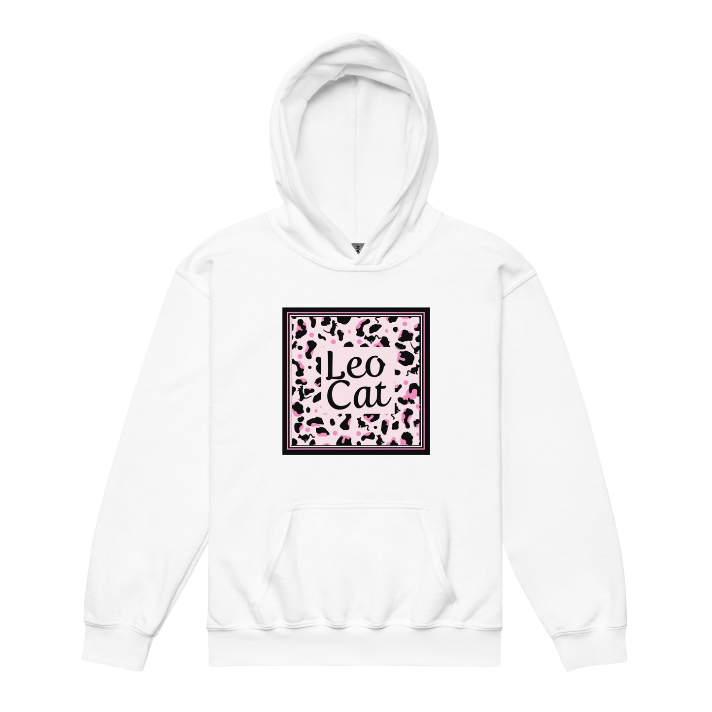 Heavy-Blend Hoodie für Mädchen Leopard Design "Leo Cat"