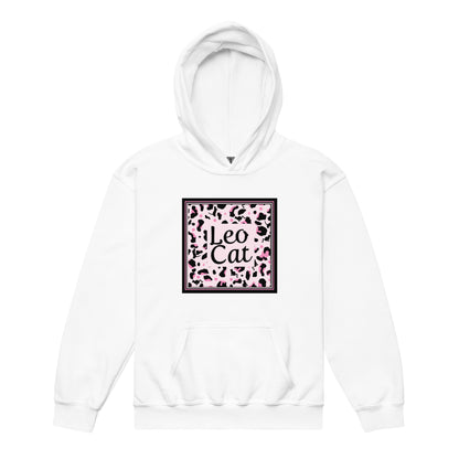 Heavy-Blend Hoodie für Mädchen Leopard Design "Leo Cat"