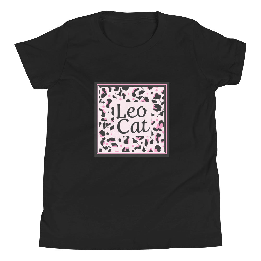 Kurzärmeliges T-Shirt für Mädchen Leopard Design "Leo Cat"