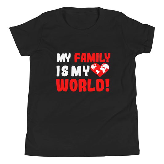 Kurzärmeliges T-Shirt für Kinder "My family is my world"