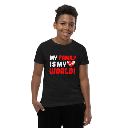 Kurzärmeliges T-Shirt für Kinder "My family is my world"