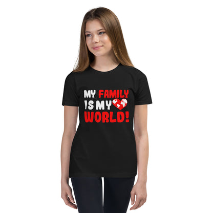 Kurzärmeliges T-Shirt für Kinder "My family is my world"